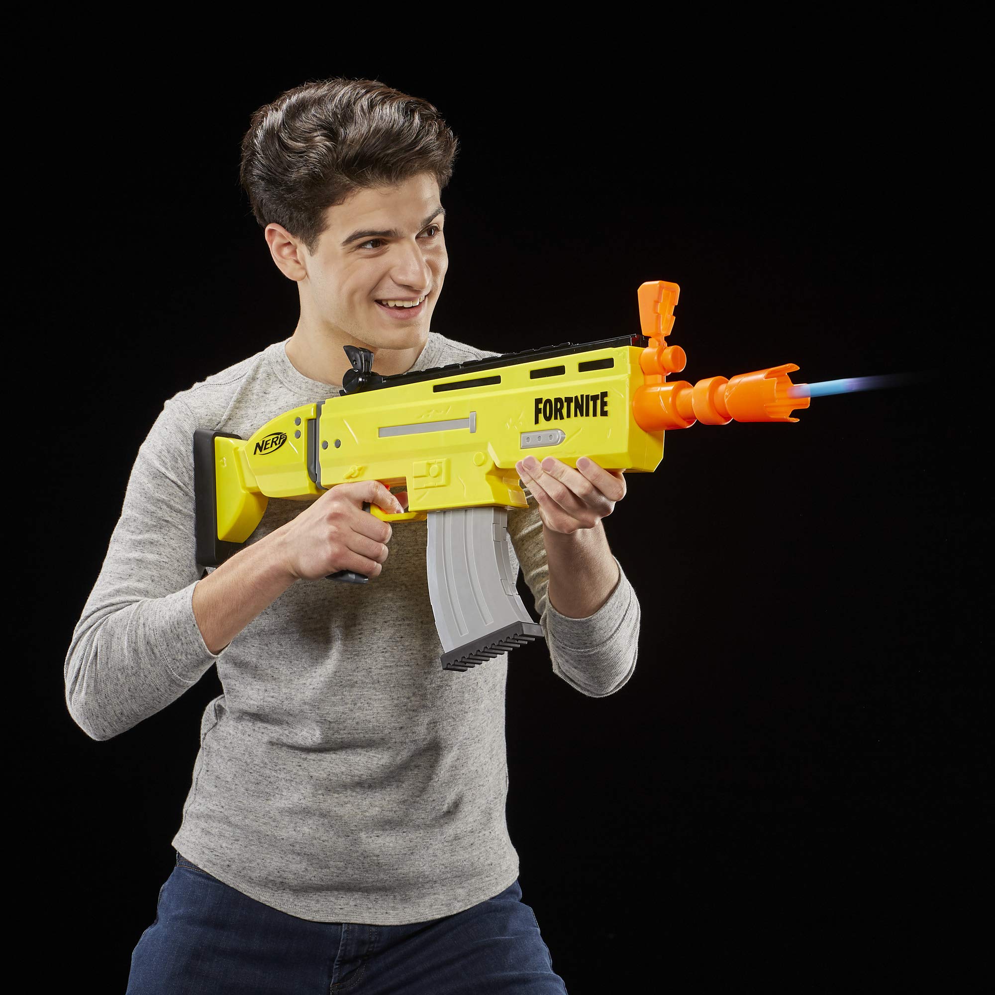Nerf Fortnite AR-L blaster clip fully inserted for proper firing