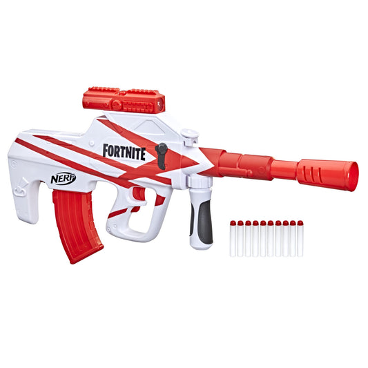 Nerf Fortnite B-AR blaster front view emphasizing ergonomic grip for comfortable play