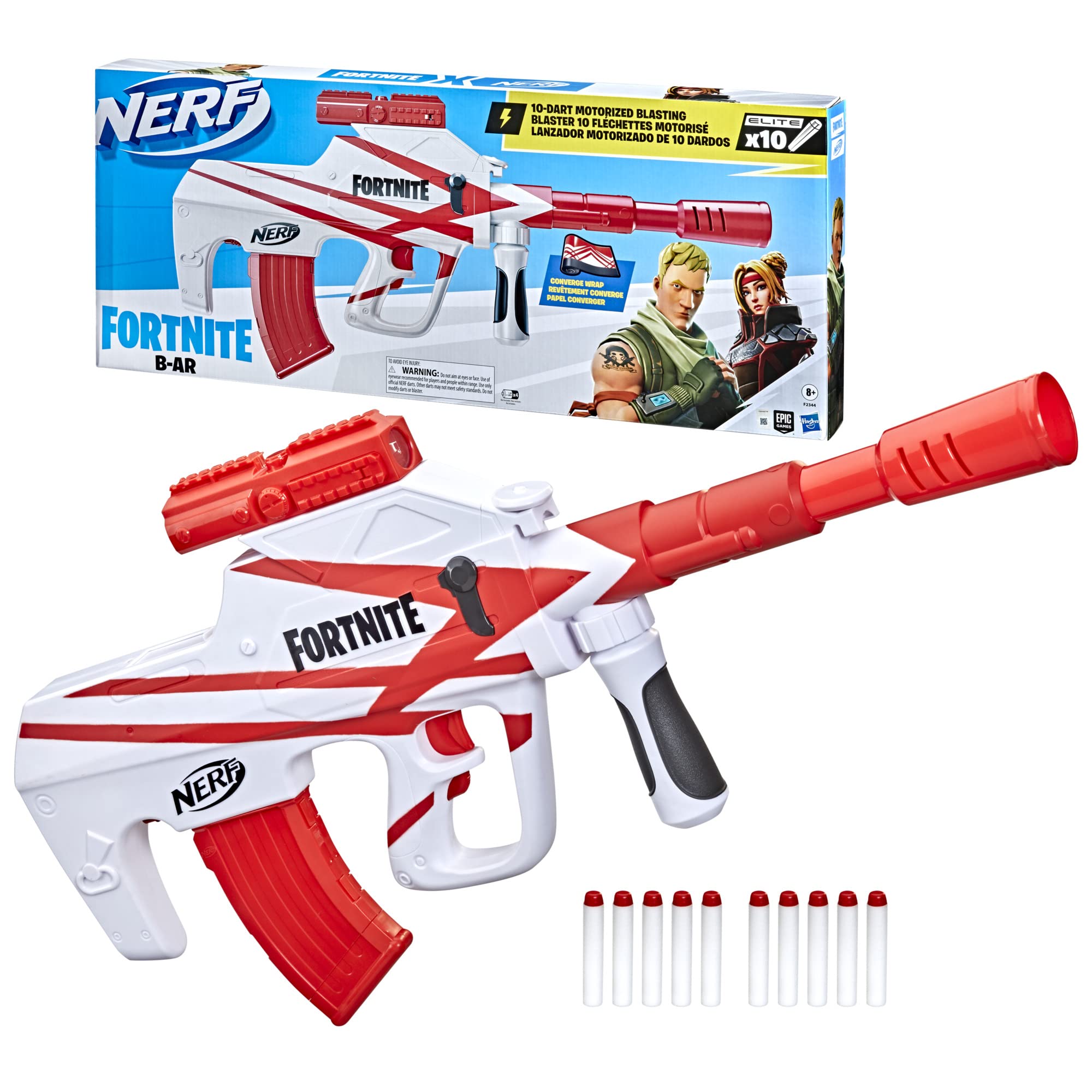Nerf Fortnite B-AR motorized blasting in action for quick shots