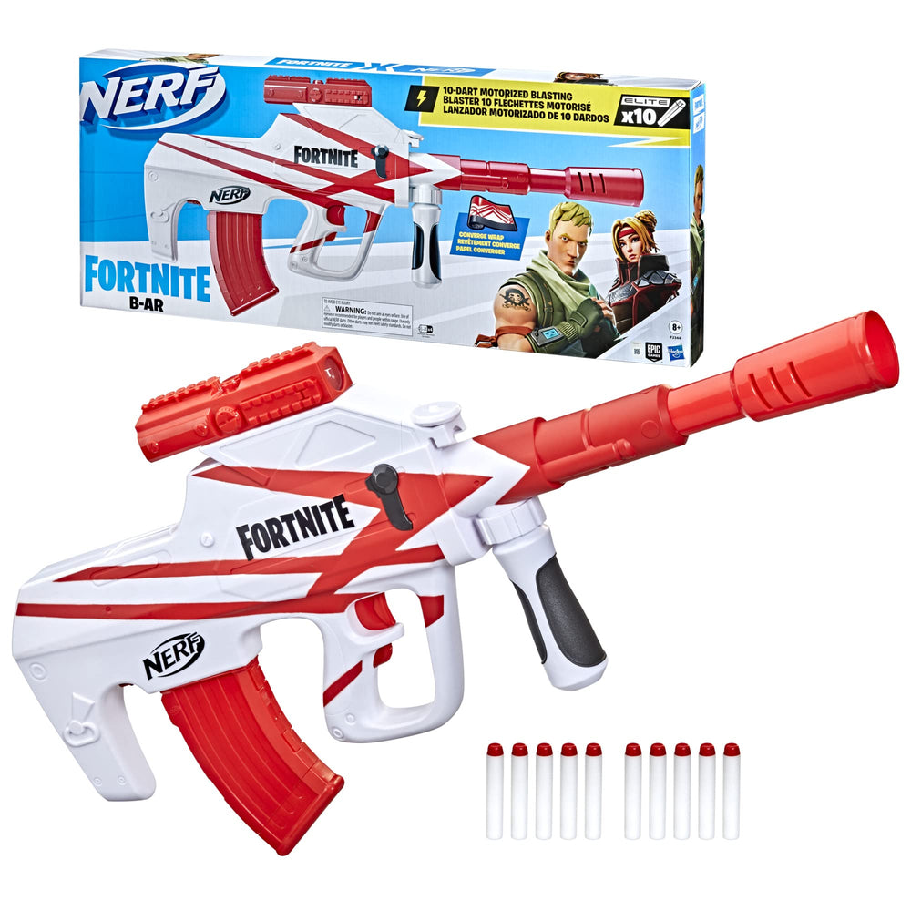 Nerf Fortnite B-AR motorized blasting in action for quick shots