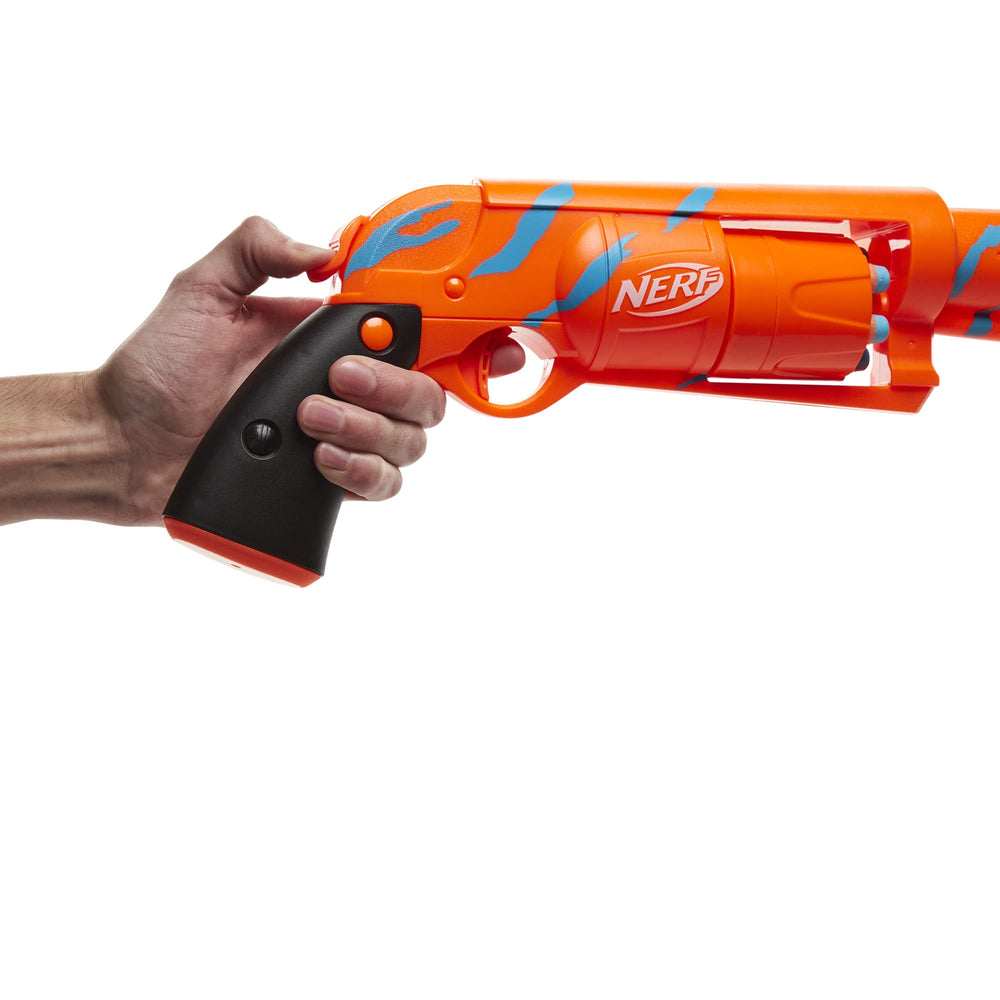 Nerf Fortnite blaster held in hand for portable, on-the-go play.