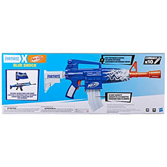 Nerf Fortnite Blue Shock Blaster packaging highlighting contents