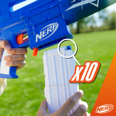 Close-up of nerf fortnite blue shock wrap detail and lightning look