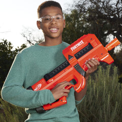 Nerf Compact SMG rubberized grip helps steady aim during rapid firing.