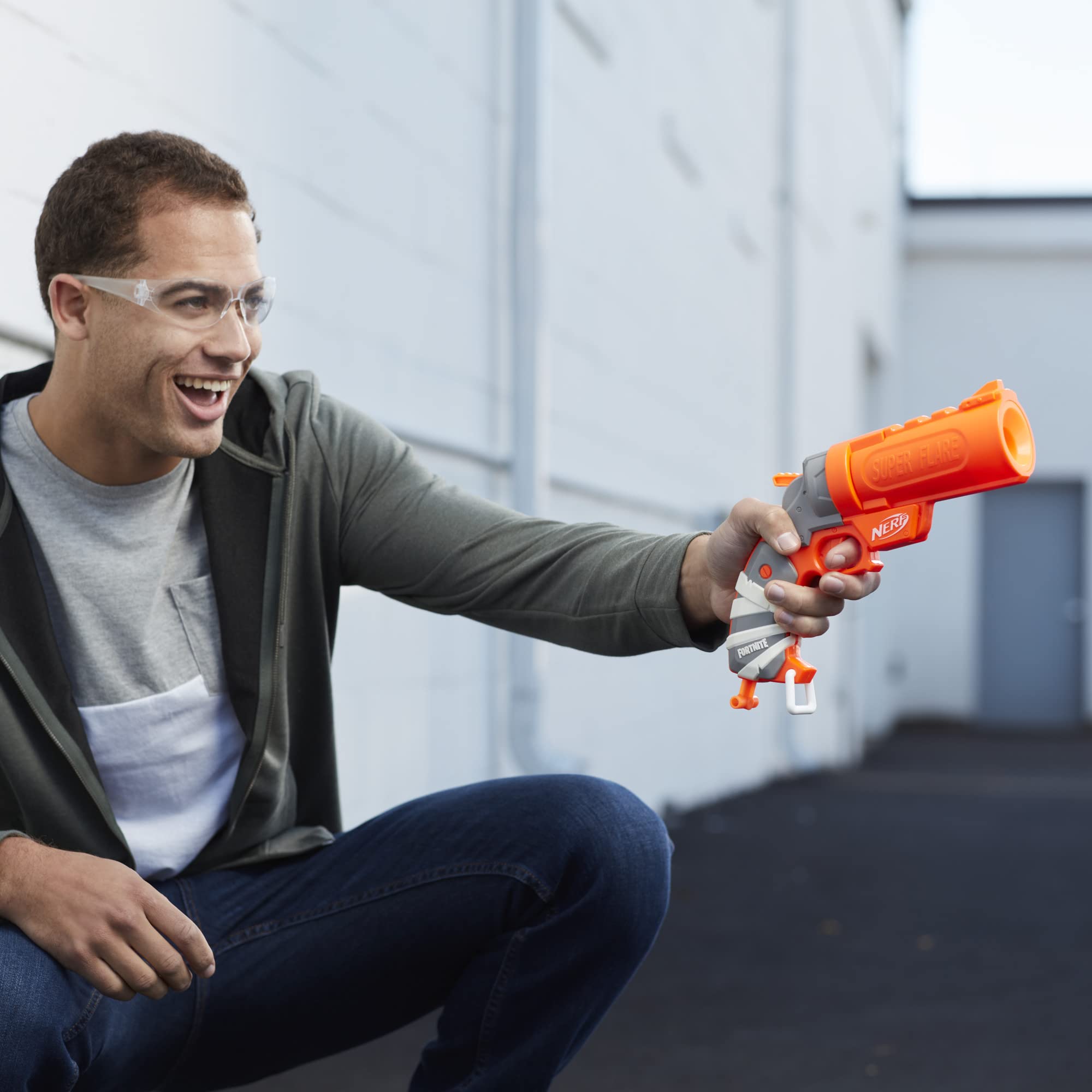 Nerf Fortnite Flare blaster packaged for easy shopping