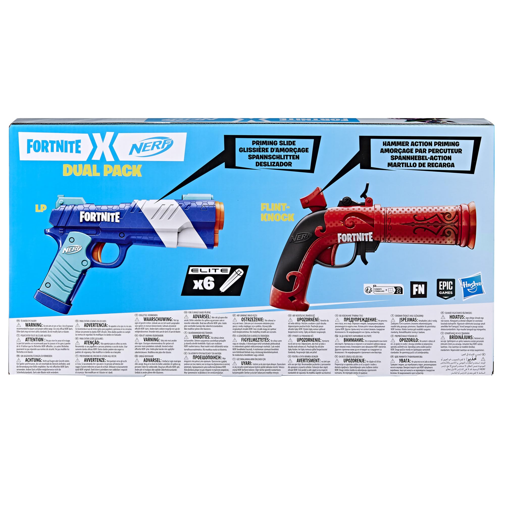 Nerf Fortnite packaging and accessories view highlights included components.