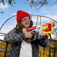 Nerf Mega CycloneShock Hotrod priming slide for easy blasting.