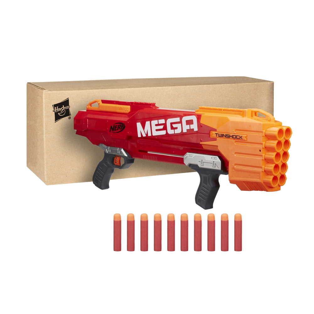 Nerf Mega Twinshock ready with darts for quick two-dart bursts