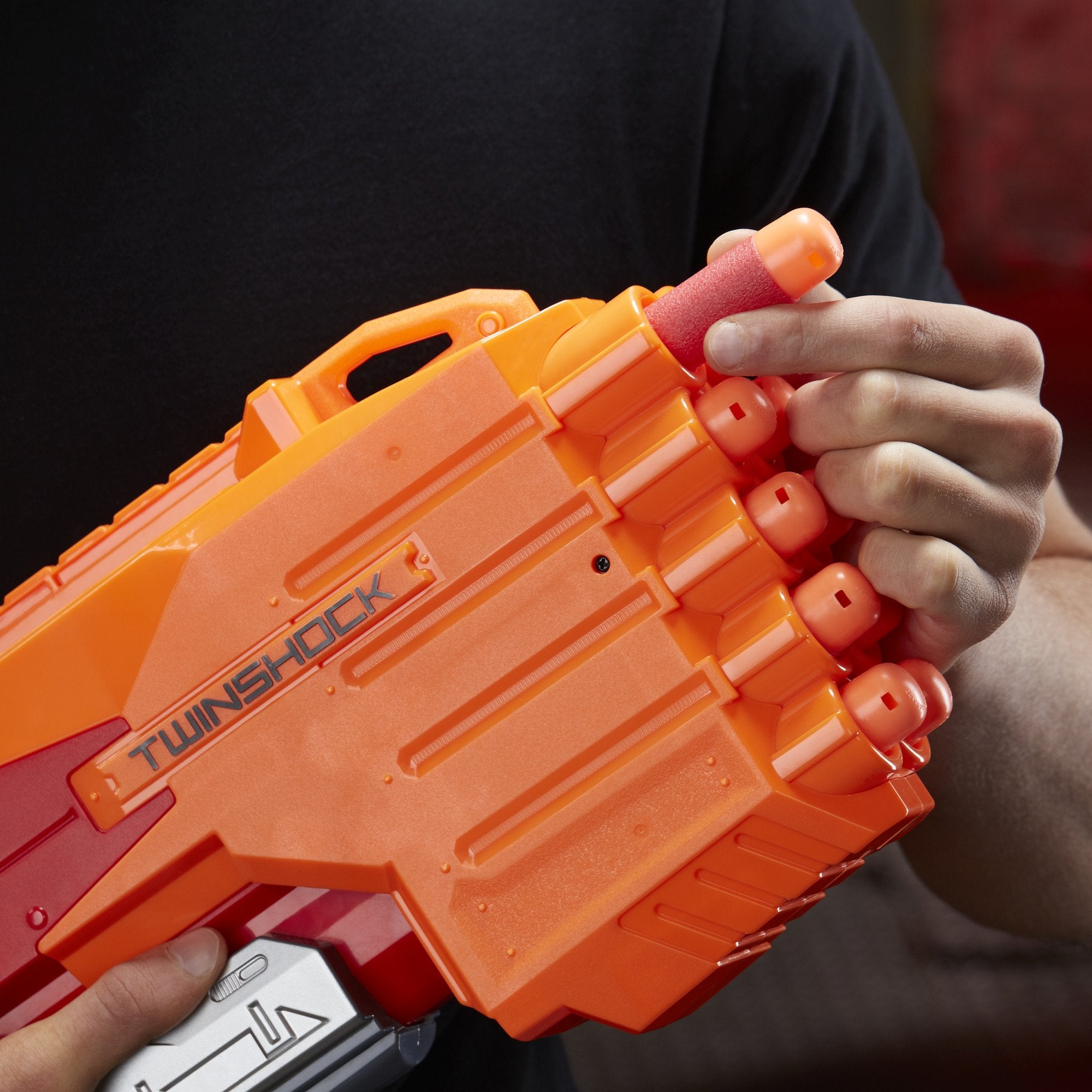 Nerf Mega Twinshock holds darts securely for action