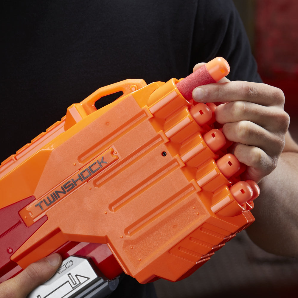 Nerf Mega Twinshock holds darts securely for action
