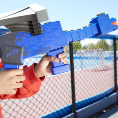 Nerf Minecraft Ender Dragon blaster four-dart internal clip in action