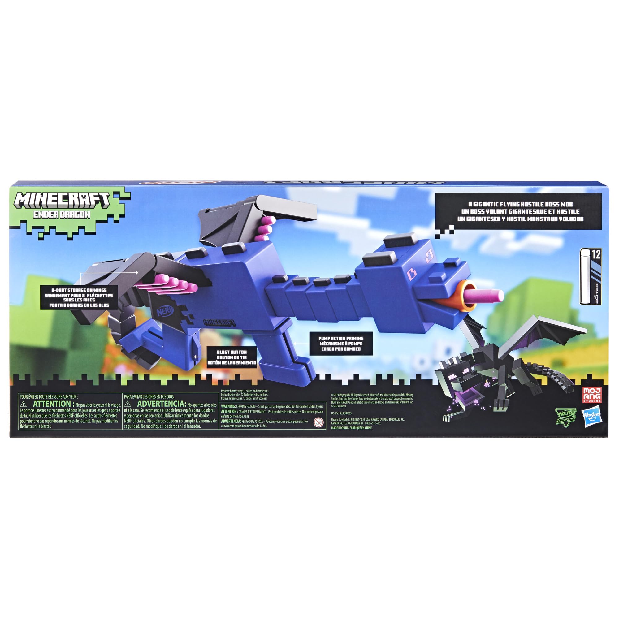 Nerf Minecraft Ender Dragon blaster play scene showing action