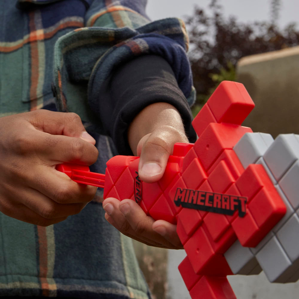 Nerf Minecraft Heartstealer Sword priming handle for quick readiness