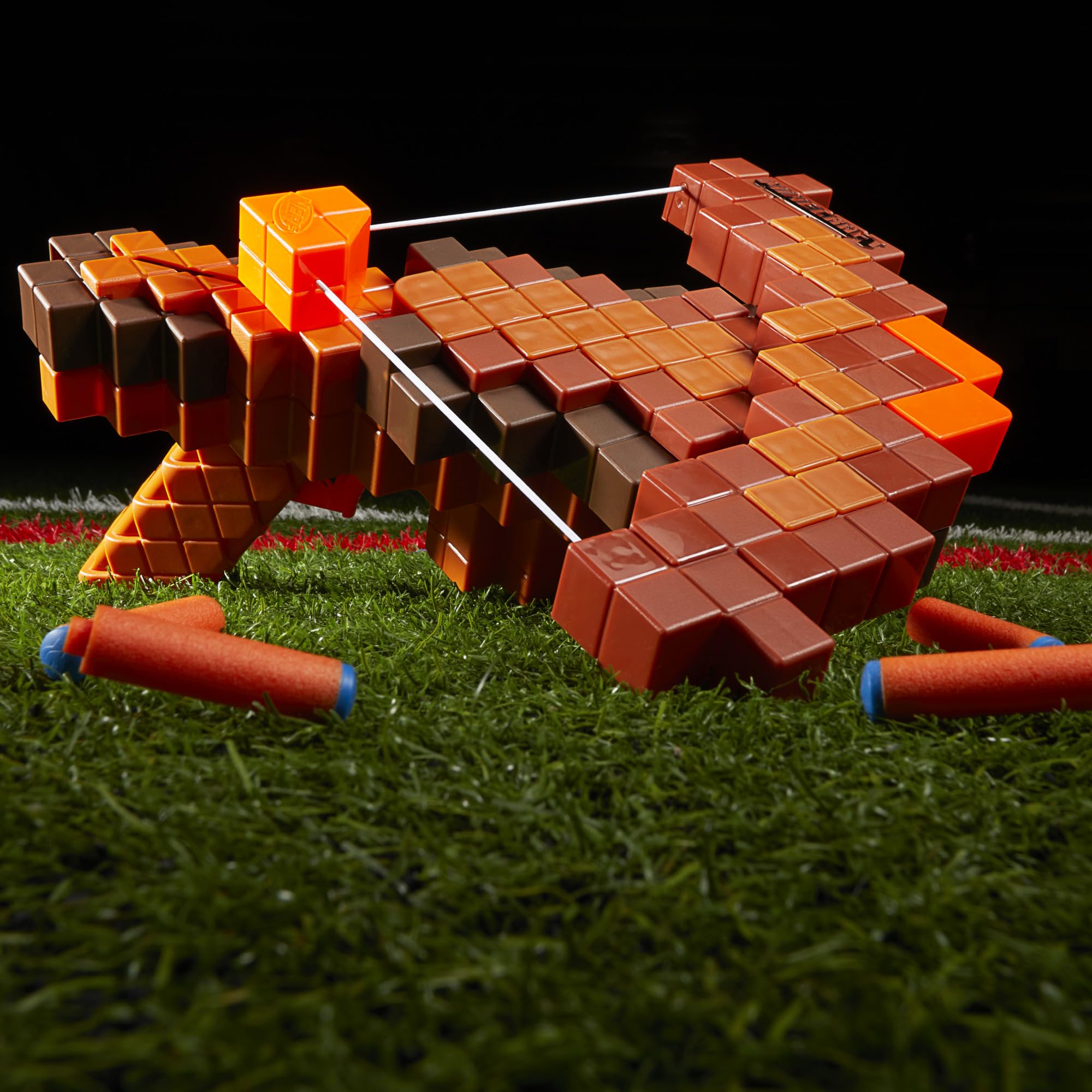 Minecraft-inspired Nerf crossbow with licensed design and vivid graphics