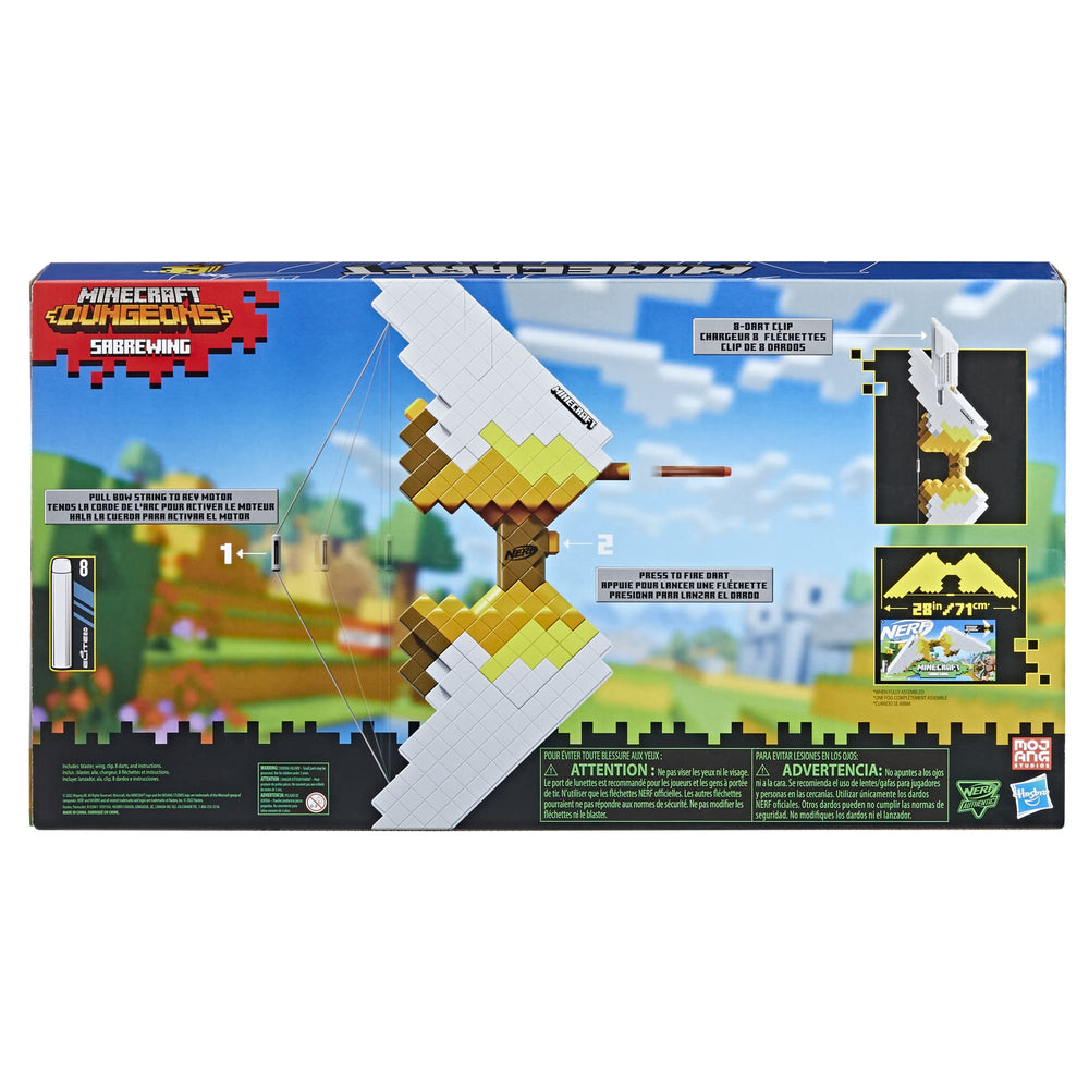 Nerf Minecraft Sabrewing Bow loaded with 8-dart clip