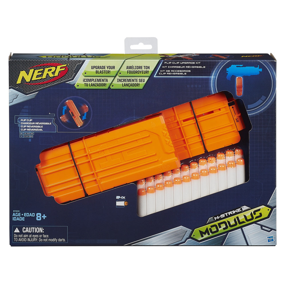 Nerf Modulus Capacity Upgrade Kit demonstrates compatibility with modular blaster systems for versatile battles.