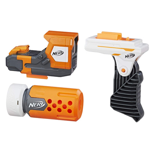 Nerf Modulus Stealth Upgrade Kit assembly scene showing modular customization options.