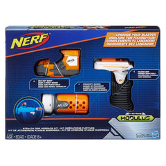 Nerf Modulus Stealth Upgrade Kit with attachments enhancing versatility during play.