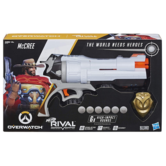 Nerf Overwatch McCree blaster swing-open barrel for easier loading