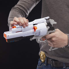 Nerf Overwatch McCree blaster includes a trigger lock for safe storage