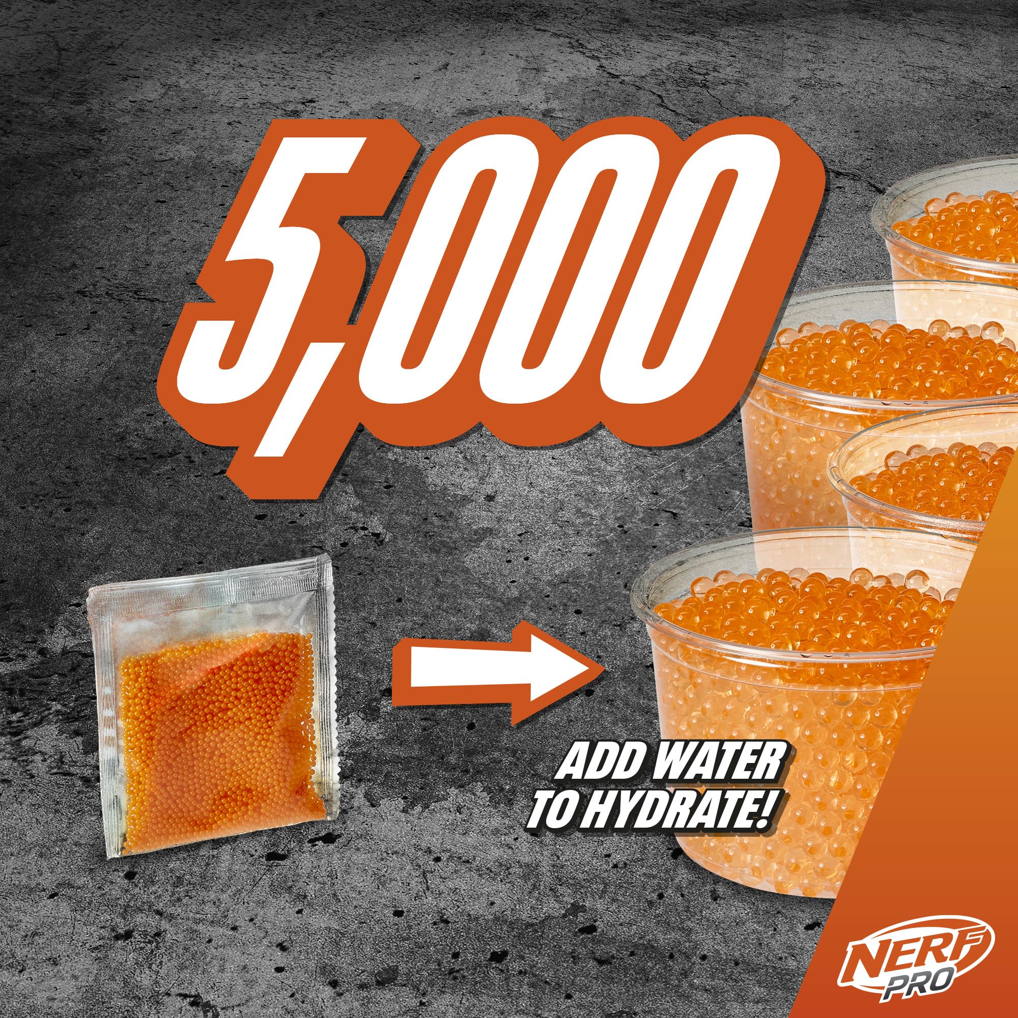 5000 dehydrated rounds for Nerf Pro GelFire ensure ample ammo
