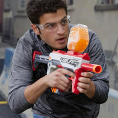 Nerf Pro Gelfire extendable stock and removable barrel for versatile setups.
