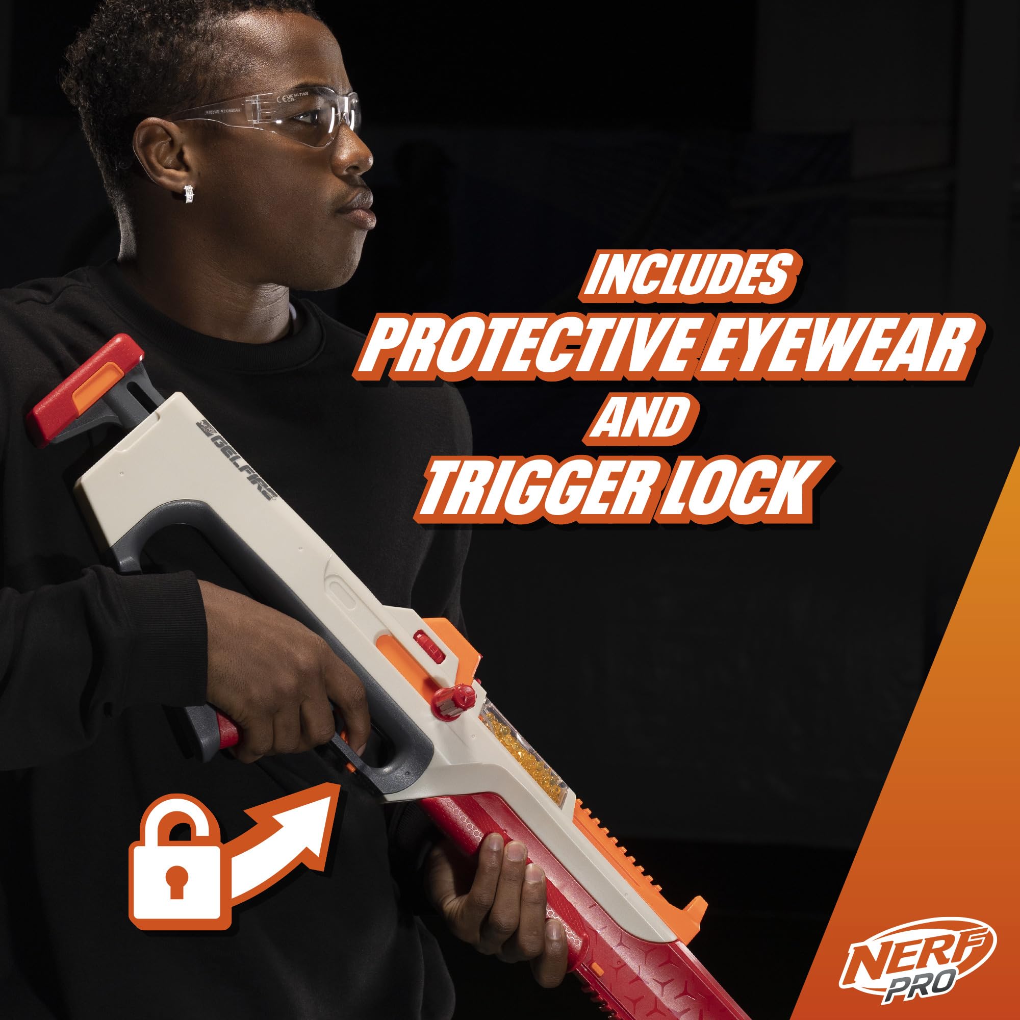 Protective eyewear included with Nerf Pro GelFire Ghost set for safety