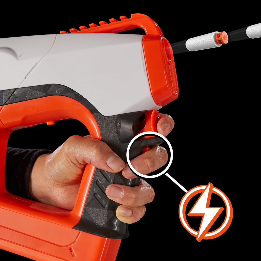 Nerf Pro Sender firing action demonstrates velocity up to 150 fps.