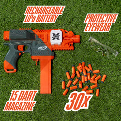 Nerf Pro Stryfe X 15-dart magazine enables quick reloading during battles