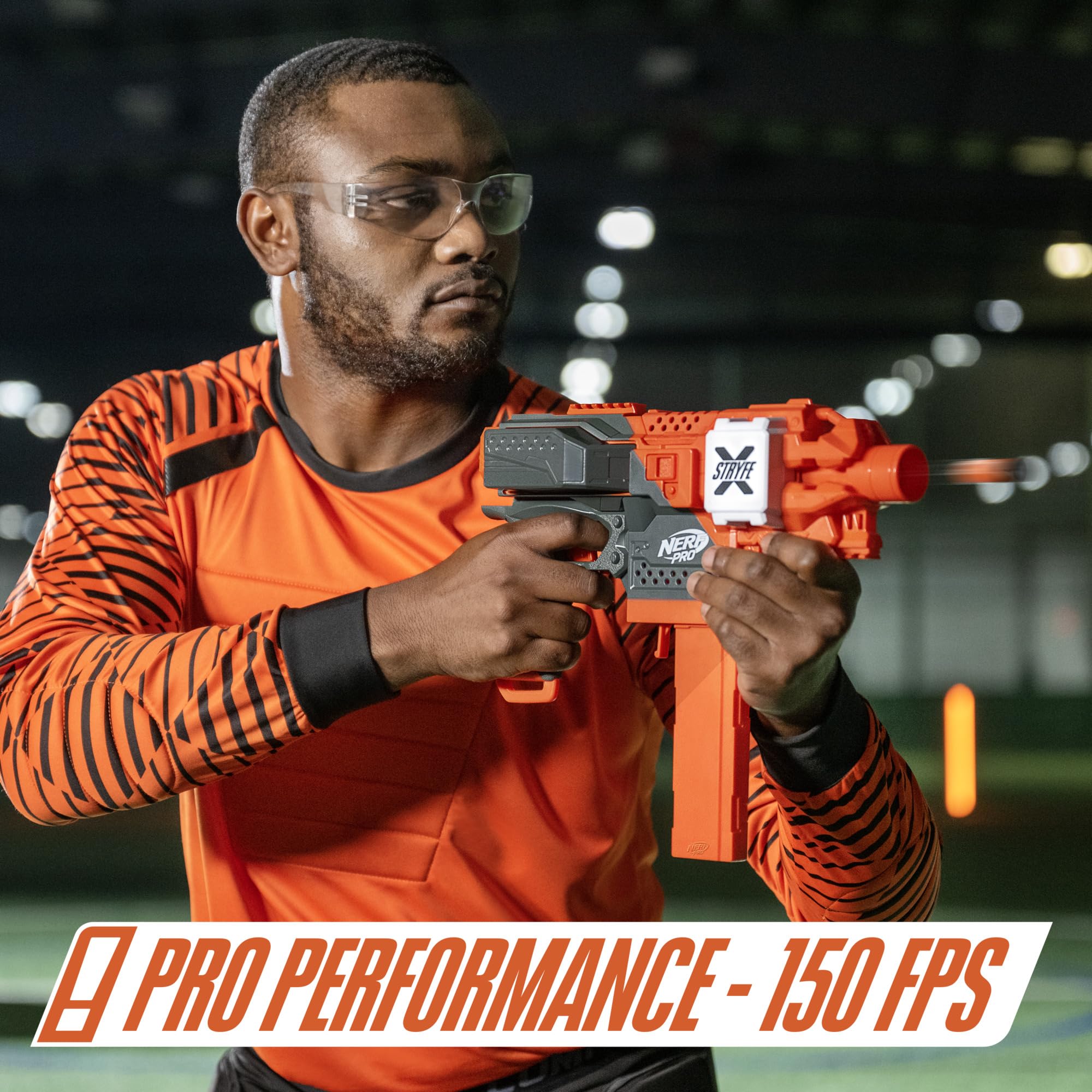 Nerf Pro Stryfe X removable LiPo battery powers fast blasting sessions