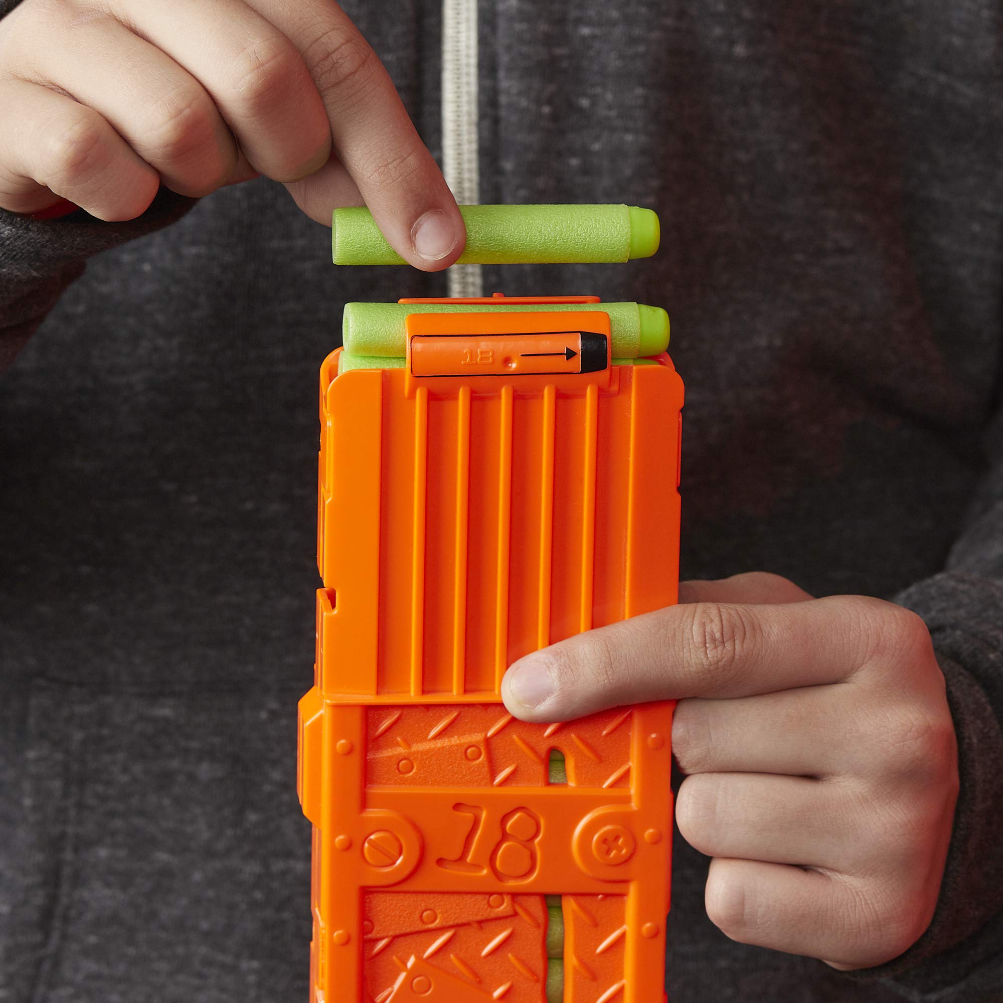Nerf Revoltinator Zombie Strike blaster rear view with darts ready