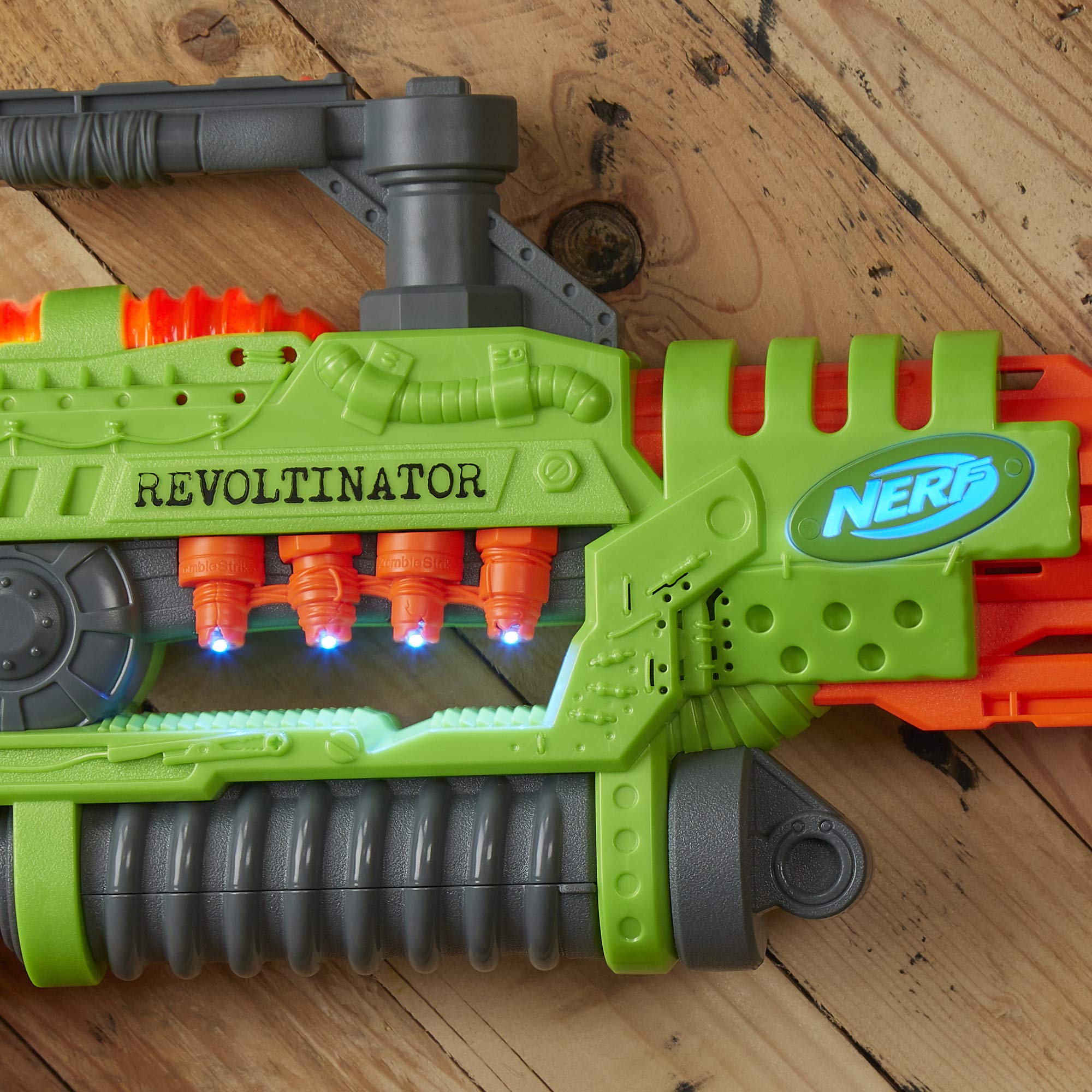 Nerf Revoltinator zombie strike lights and sounds enhance zombie battle vibes