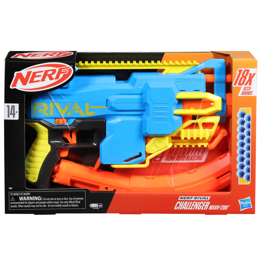 Nerf Rival Challenger MXXIV-1200 battle-ready setup with tactical rails