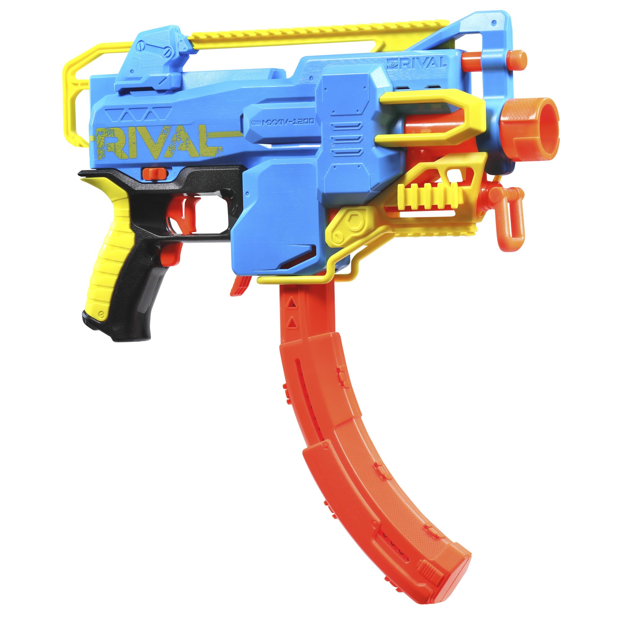 Nerf Rival Challenger MXXIV-1200 curved magazine demonstrates 12-round capacity