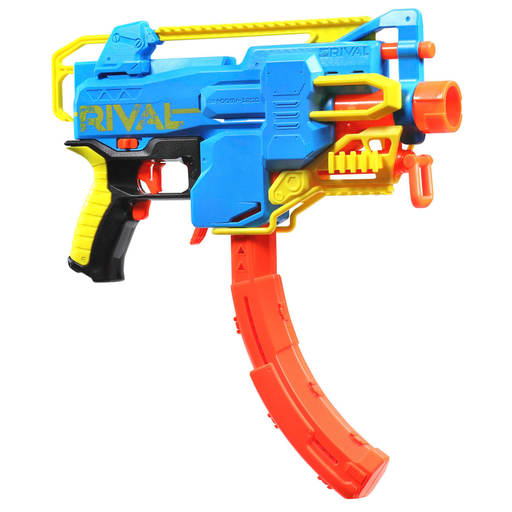 Nerf Rival Challenger MXXIV-1200 curved magazine demonstrates 12-round capacity