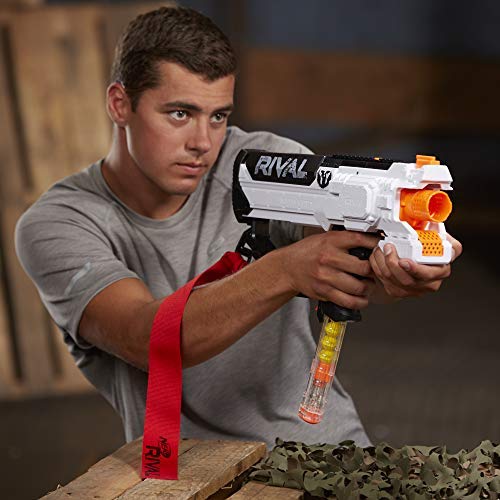 Nerf Rival Hera MXVII 1200 in use during an action-packed backyard battle