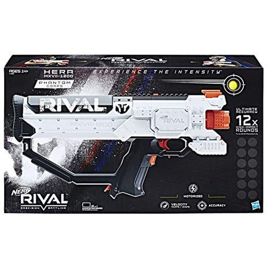 Nerf Rival Hera MXVII 1200 white combat blaster front view for high-velocity action