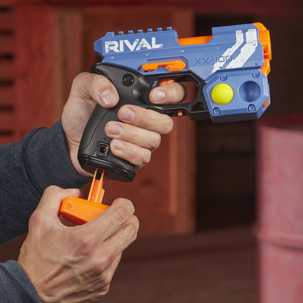 Nerf Rival Knockout XX-100 trigger lock prevents accidental firing during games.