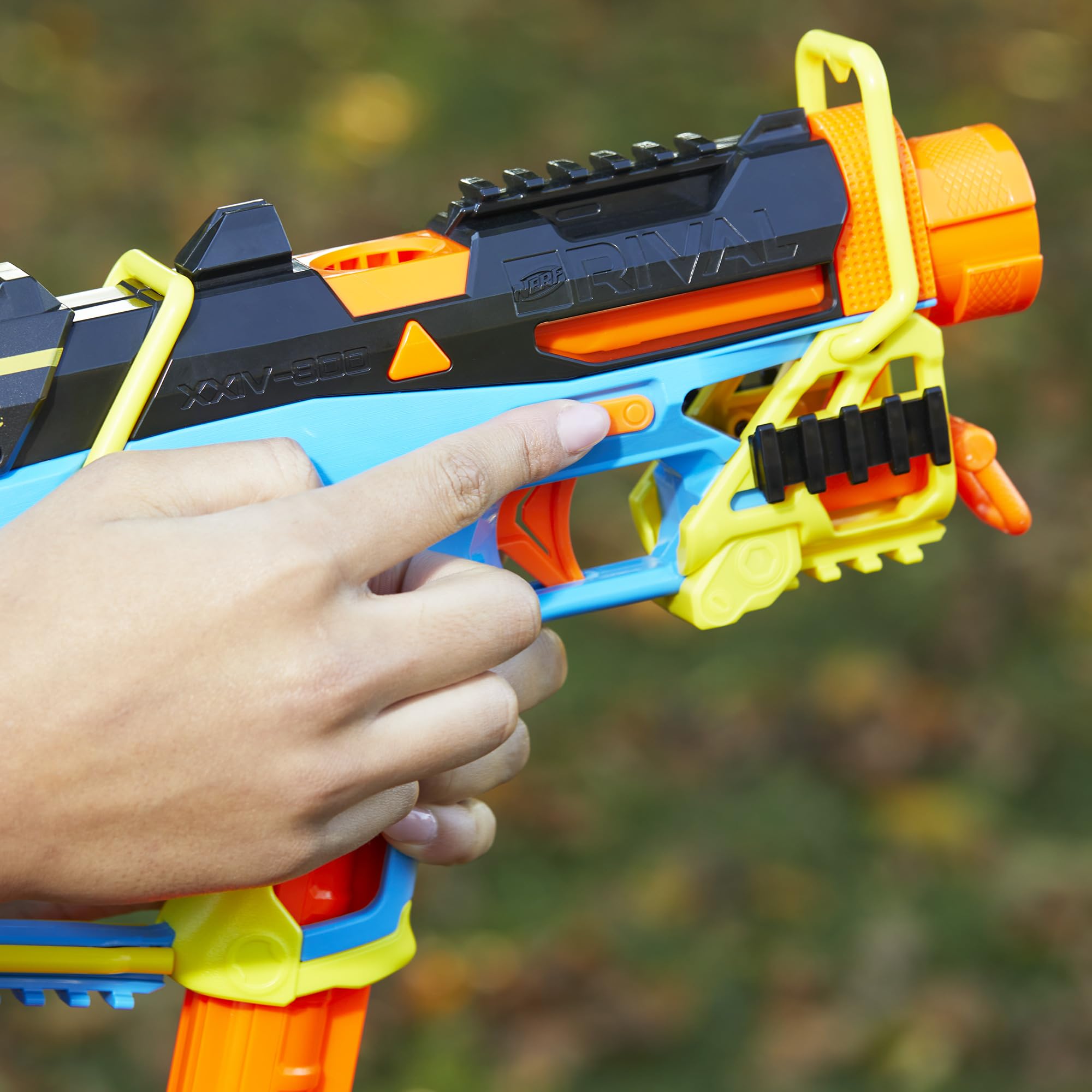 Nerf Rival Mirage XXIV-800 breech-loading action demonstrates flexible reload