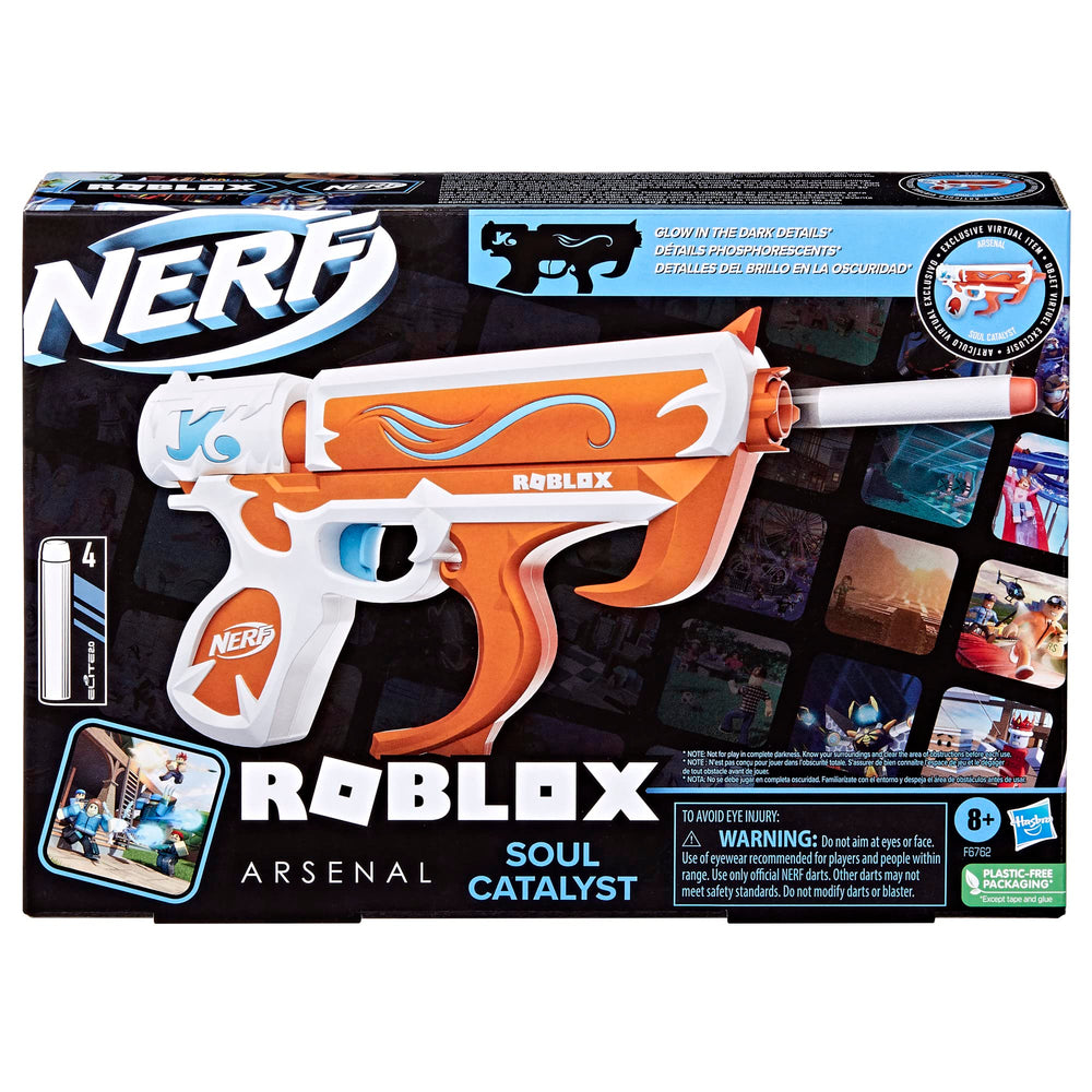 NERF Roblox Arsenal Soul Catalyst demonstrates front-loading design for quick reloads