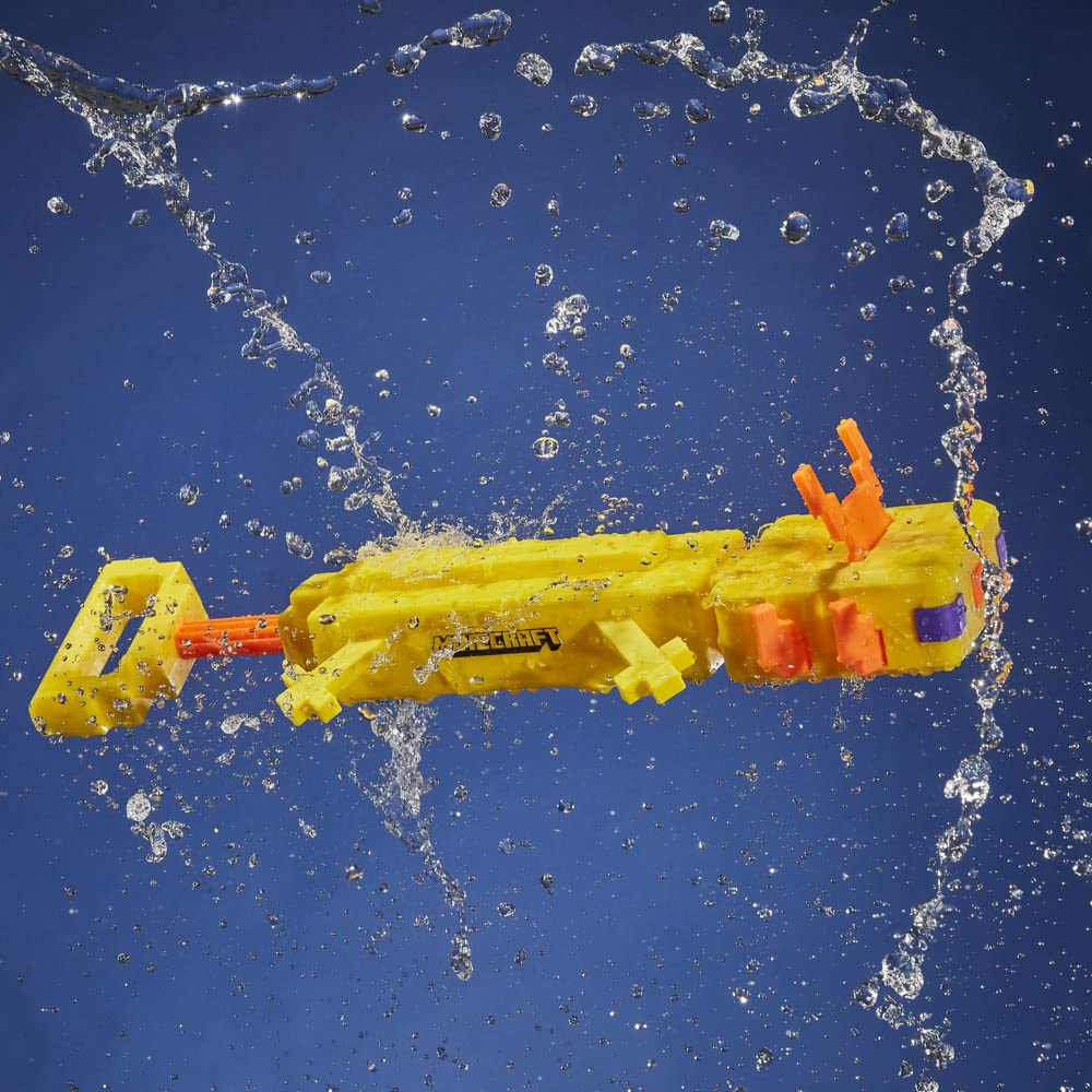 Nerf SOA Minecraft Axolotl blaster on ground showing scale and design
