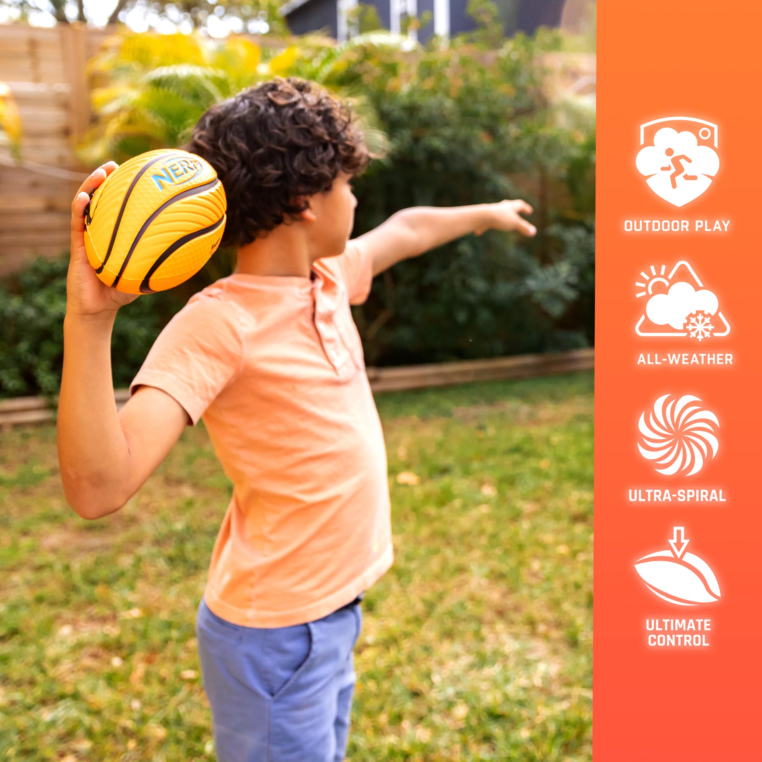 Nerf soft-foam construction emphasizes durability for indoor and outdoor use.