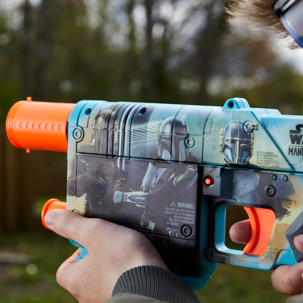 Nerf blaster ready to fire after priming