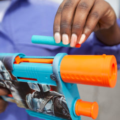 Nerf Star Wars Mandalorian blaster top priming shows easy reload action