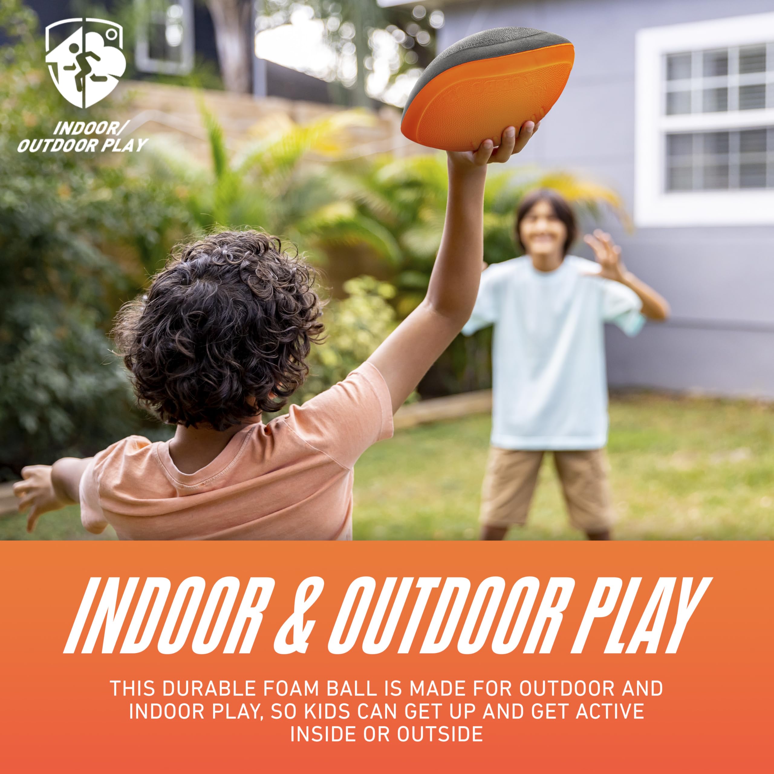 NERF Turbo Jr. indoor-outdoor foam football, durable for indoor and backyard games