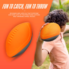 NERF Turbo Jr. foam football catching practice, gentle bounce supports new players