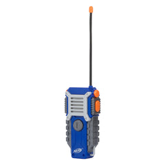 Nerf 1000-foot range label on walkie talkie in action