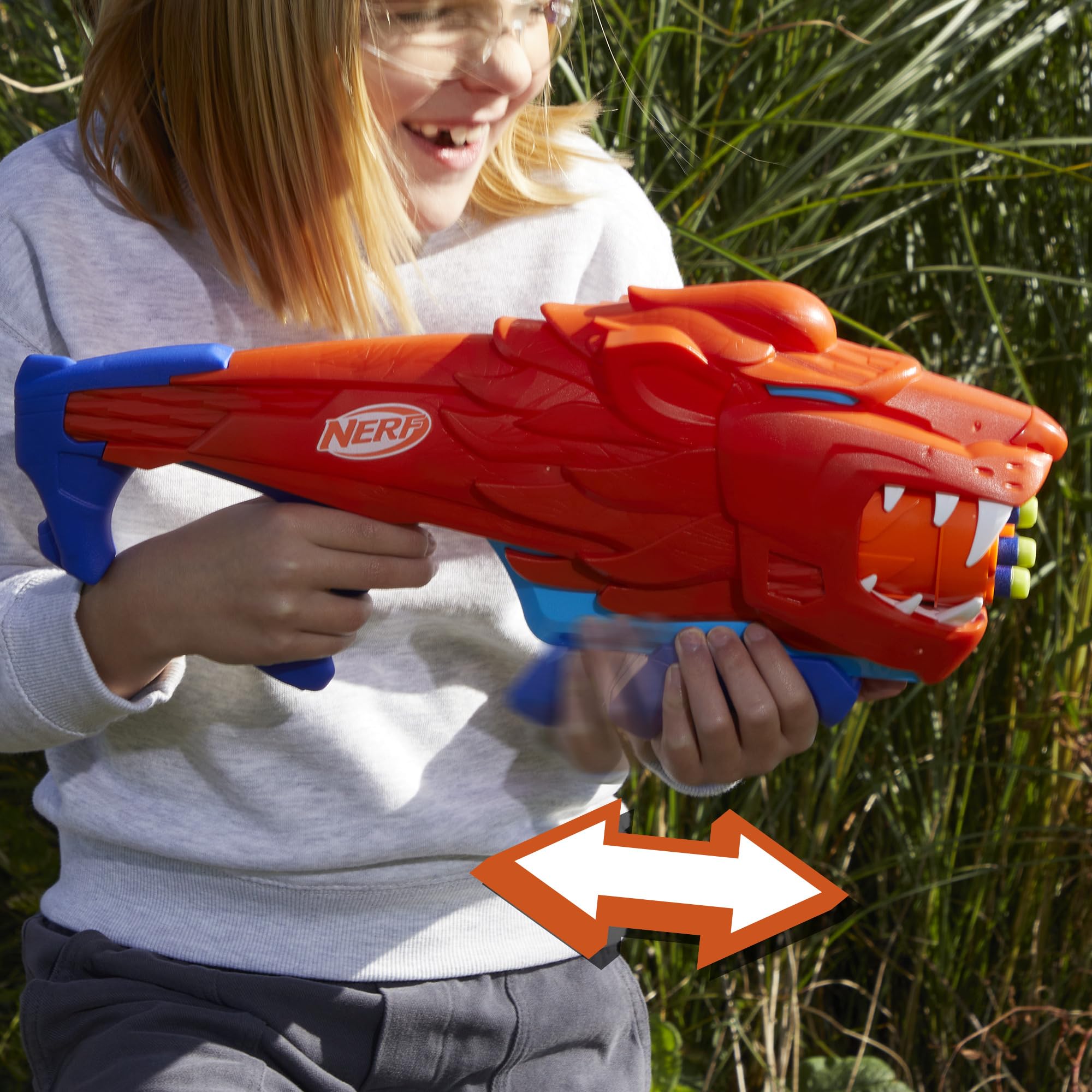 Nerf Wild Lionfury low pull force handle for easy blasting