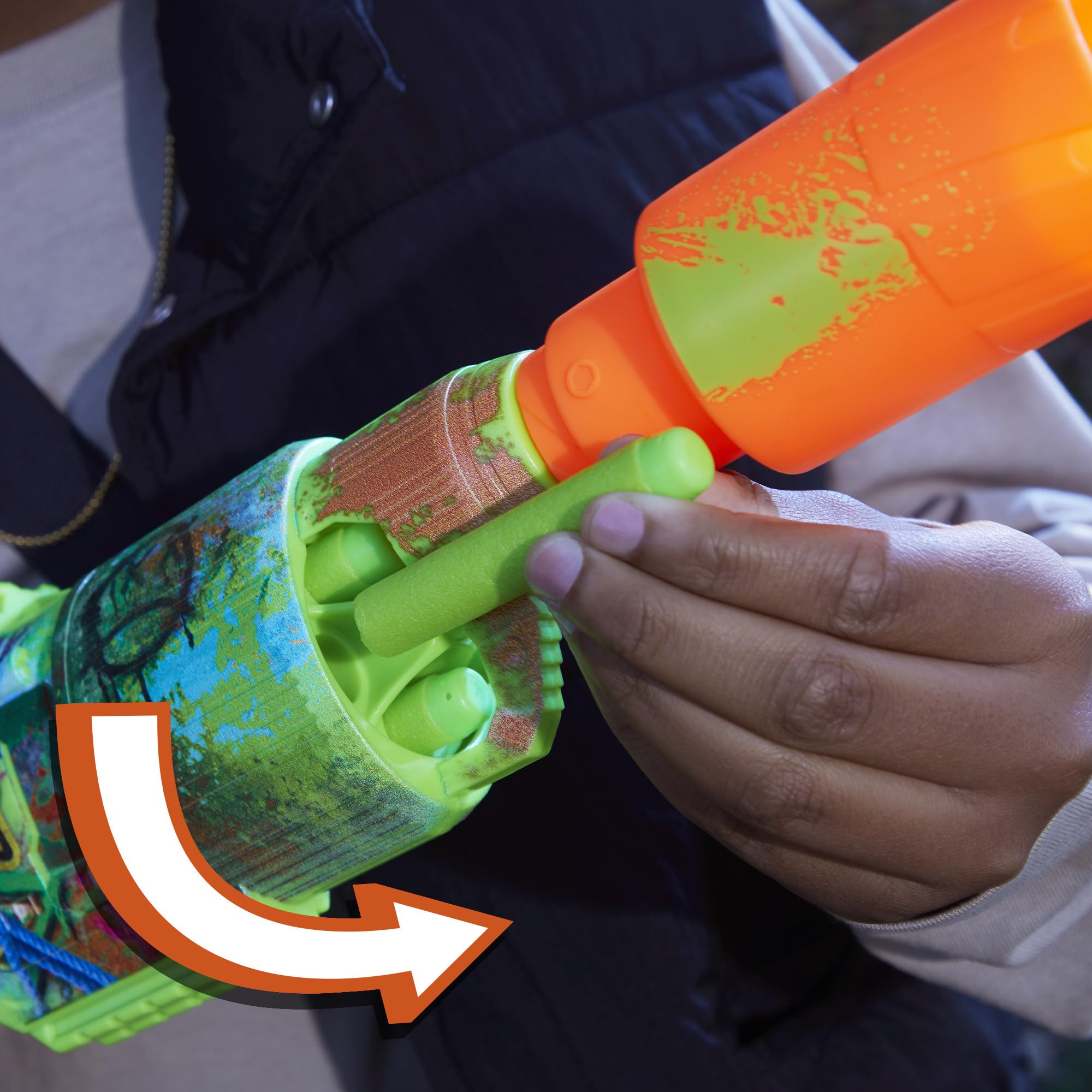 Nerf Zombie Driller includes 16 Nerf Elite darts for extra reloads.