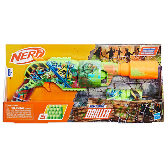 Nerf Zombie Driller rotating cylinder enables quick reloads during games.